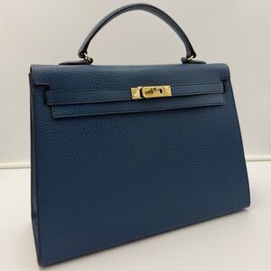 HENRY HIGH-CLASS Sac à Main de Voyage 35 Sellier in Blue • Made in ITALY
